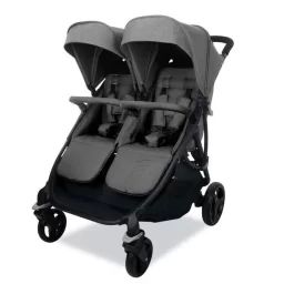 Poussette double bro gris – ASALVO – 20789 – Poussette polyvalente – sport – Avec panier – Blanc – 4 roues blanc