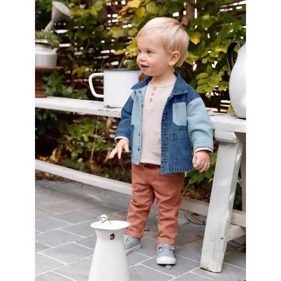 Veste en denim contrasté bébé stone