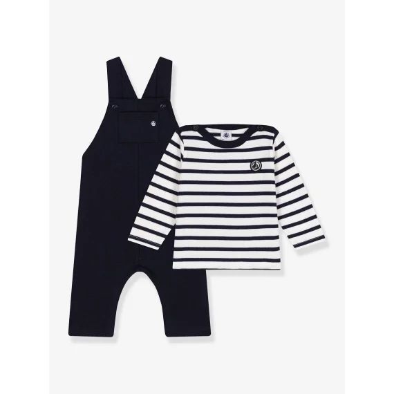 Ensemble salopette et marinière PETIT BATEAU marine