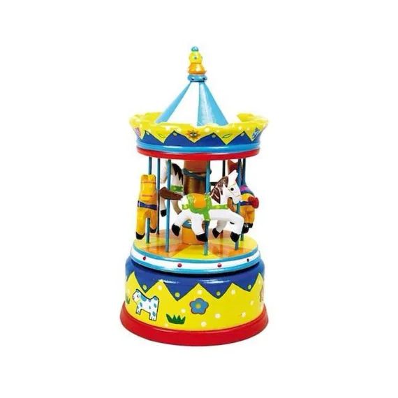 Boîte À Musique – Ulysse – Carrousel Jaune – Mixte – Enfant – Ø10 X 22 Cm Jaune