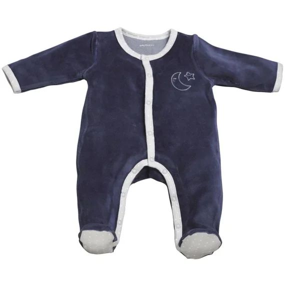Pyjama Bébé À Manches Longues En Velours Bleu
