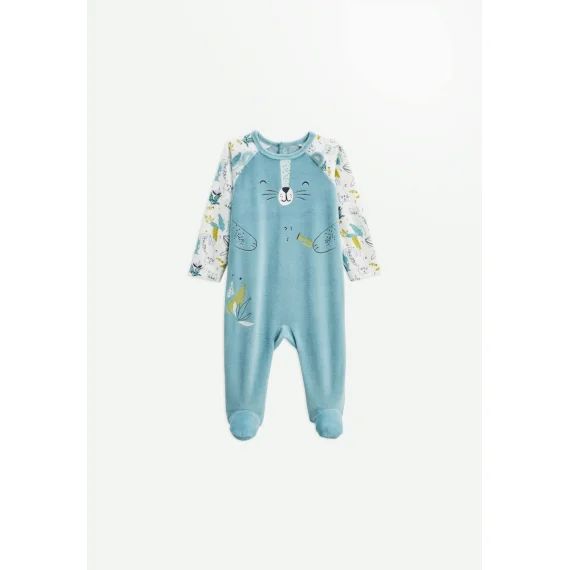 Pyjama Bébé En Velours Oscar Bleu