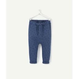 Le pantalon sarouel en coton bleu marine imprimé palmiers –  – Soldes