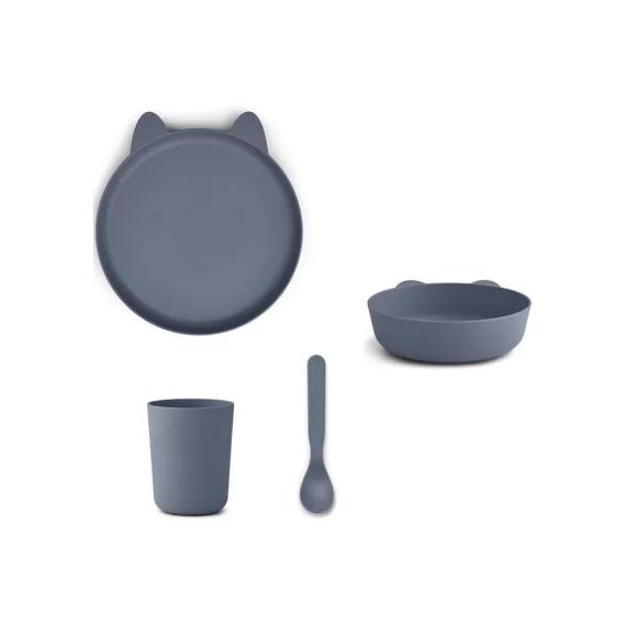 Coffret repas biodégradable Paul lapin bleu foncé (4 pièces)
