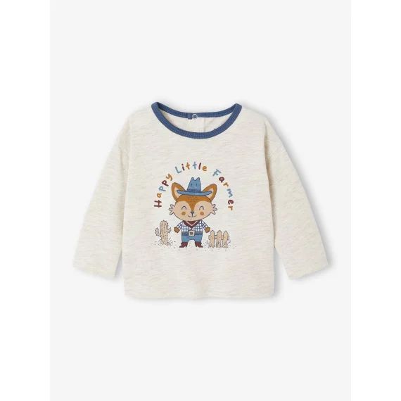 T-Shirt bébé manches longues beige chiné