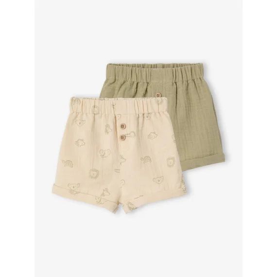 Lot de 2 shorts naissance jungle kaki