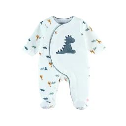 Pyjama Dinosaure En Velours Blanc