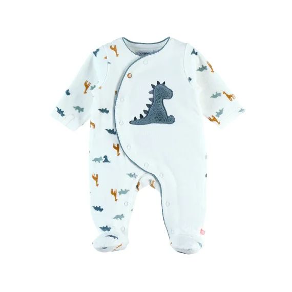 Pyjama Dinosaure En Velours Blanc