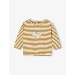 T-shirt rayé motif coeur bébé jaune