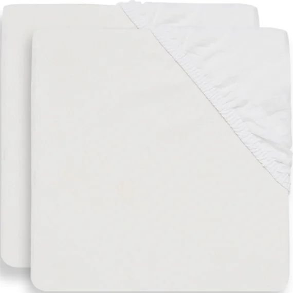 Lot de 2 draps housses en coton blancs (40 x 80 cm)