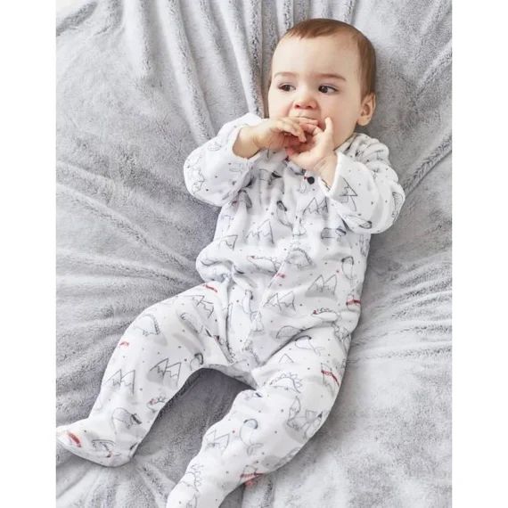 Pyjama 1 Pièce Noël En Velours Blanc