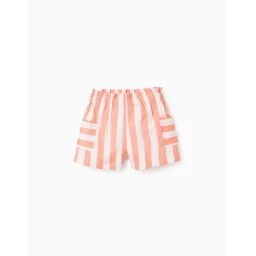 Short En Coton À Rayures Orange