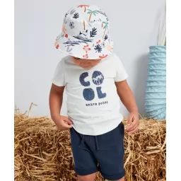 T-shirt bébé garçon blanc en fibres recyclées avec message –  – Soldes