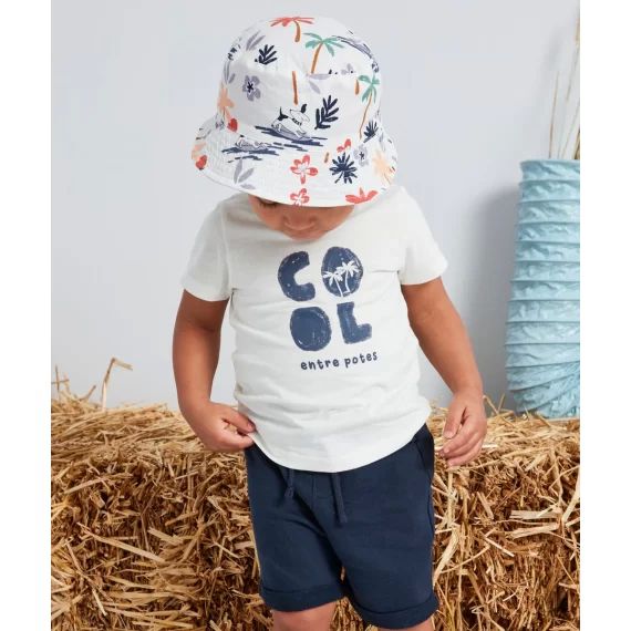 T-shirt bébé garçon blanc en fibres recyclées avec message –  – Soldes