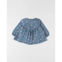 Blouse, Imprimé Fleuri Bleu