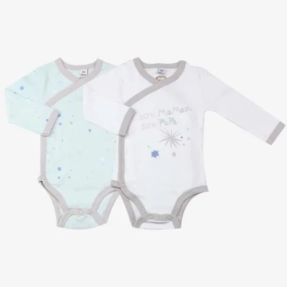 Lot De 2 Bodies – 50% Maman 50% Papa – Trois Kilos Sept Vert