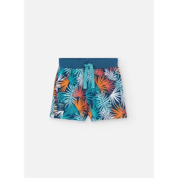 Bermuda En Coton Avec Imprimé Tropical Multicolore