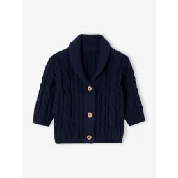 Gilet torsadé boutonné devant marine