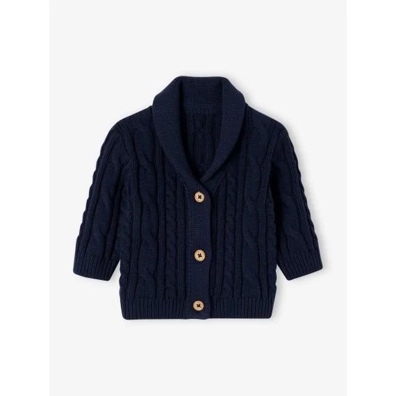 Gilet torsadé boutonné devant marine