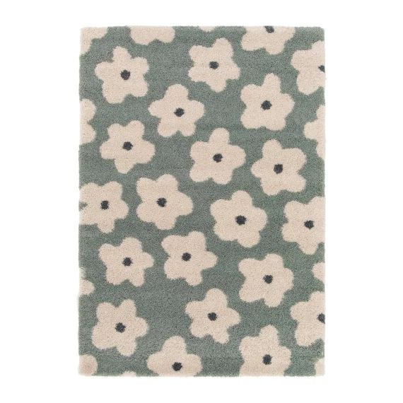 Tapis Enfant Épais Et Confortable Fleurs Vert