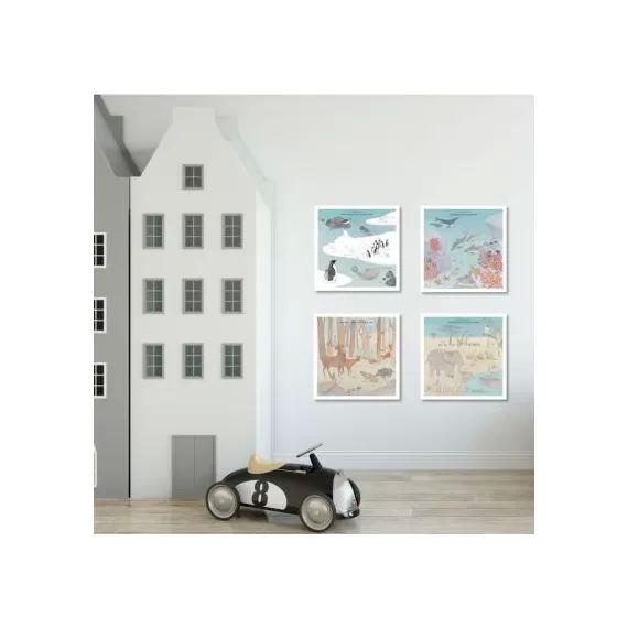 4 mini planches Faune sauvage + masking tape (26 x 26 cm)