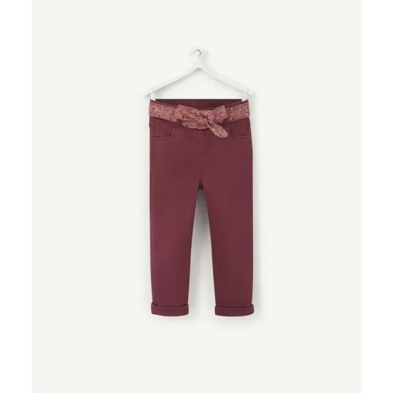 Pantalon droit prune avec ceinture étoiles bébé fille –  – Soldes