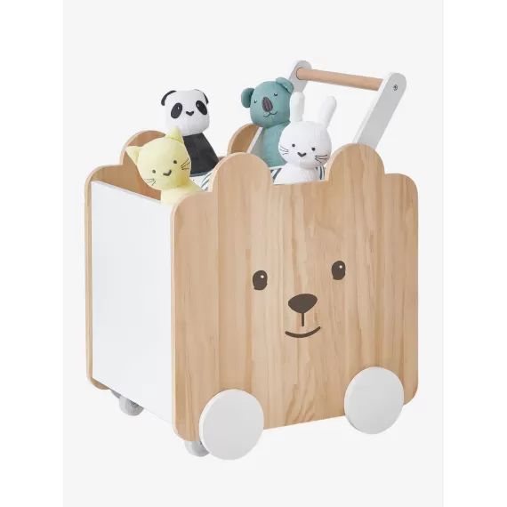 Coffre à roulettes Ourson blanc – bois