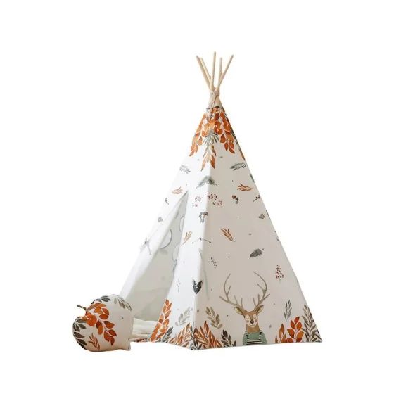Tente Tipi Avec Tapis Forest Friends En Coton Blanc