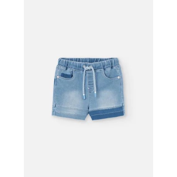 Bermuda En Maille Avec Taille Élastique Et Cordon De Serrage Bleu