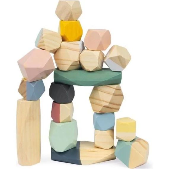 Janod – Pierres À Empiler Sweet Cocoon (bois) – Jouet D&rsquo;éveil Pour Enfant – 20 Pierres En Bois À Empiler Beige