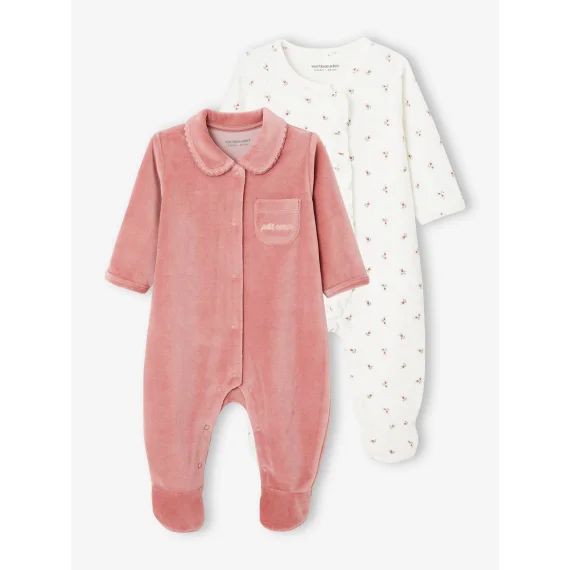 Lot de 2 dors-bien bébé en velours vieux rose