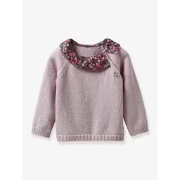 Pull Bébé col en tissu Liberty CYRILLUS rose imprimé
