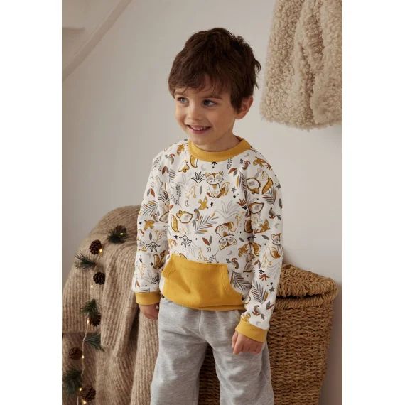 Sweat-shirt Bébé En Molleton Petit Loup Ocre