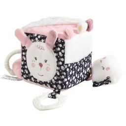 Cube D’activités Motif Fleuri En Velours Rose