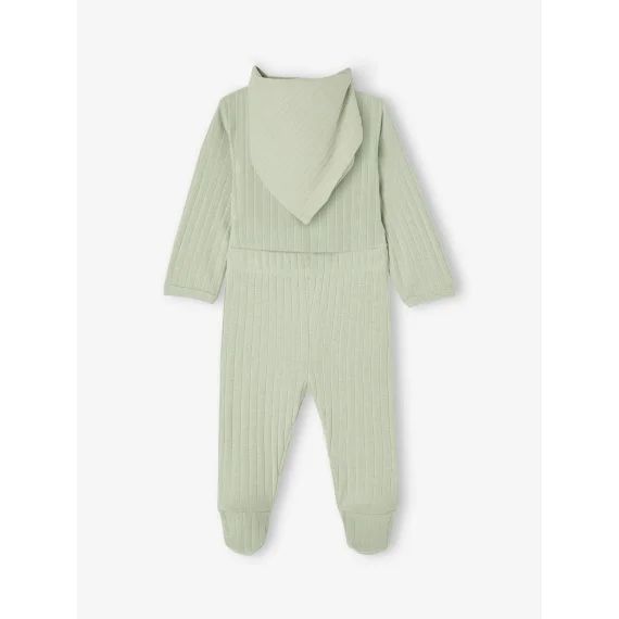 Ensemble body + legging + foulard bébé vert sauge