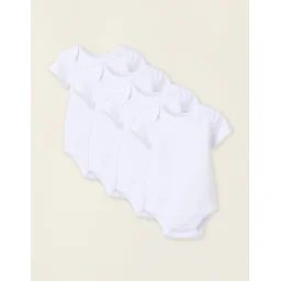 Pack 4 Bodies À Manches Courtes En Coton Blanc