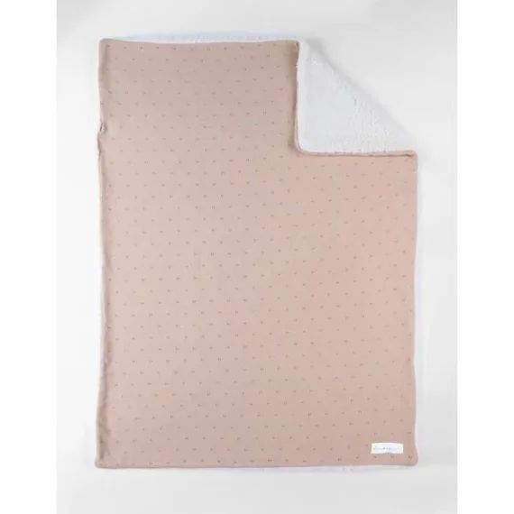 Couverture 75x100cm Coton Bio/sherpa – Rose Rose