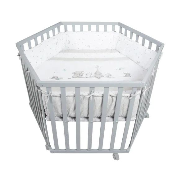 Parc Bébé Hexagonal + Tapis Imprimé Lapin Miffy Gris Taupe – Éléphants