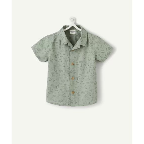 La chemise verte manches courtes avec animation savane –  – Soldes