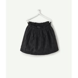 Jupe noire bébé fille avec fils couleur argentée et fleurs en relief –  – Soldes