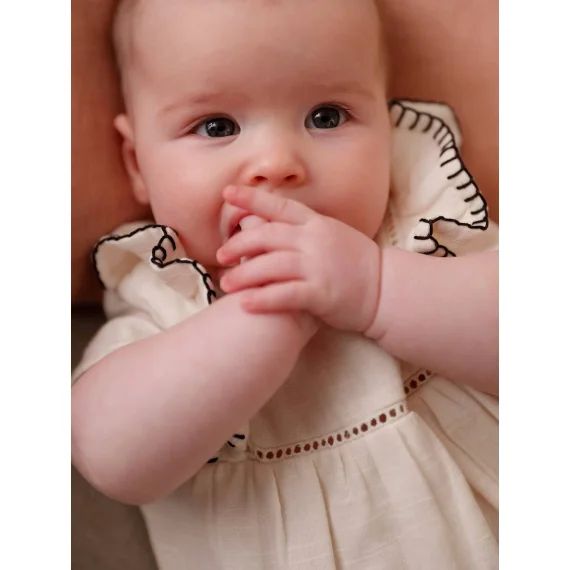 Robe en gaze de coton naissance écru