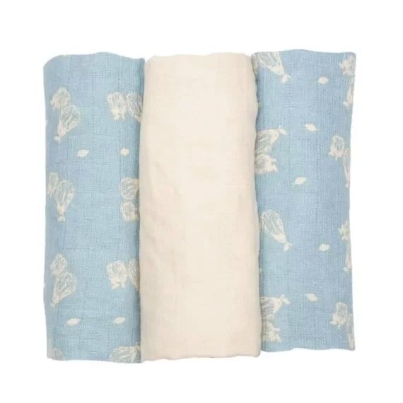 Lot De 3 Langes 70×70 Trois Kilos Sept – Bleu – Douceur Et Absorption Bleu