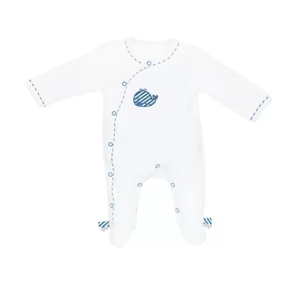 Pyjama bébé à  manches longues en velours blanc