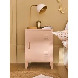 Table de chevet 1 porte en métal rose