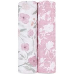 Lot de 2 maxi langes en coton Ma Fleur (120 x 120 cm)
