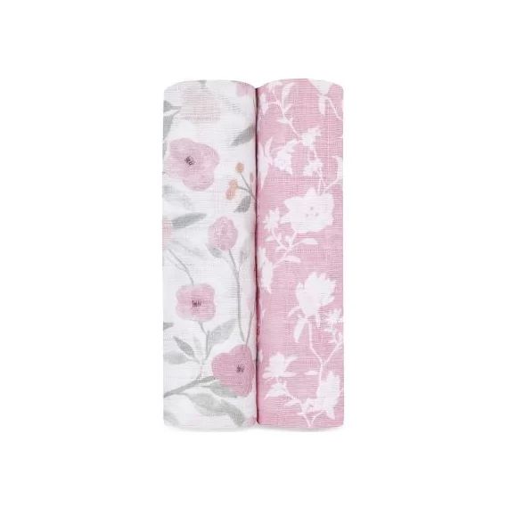 Lot de 2 maxi langes en coton Ma Fleur (120 x 120 cm)