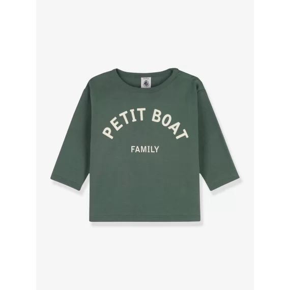 T-shirt manches longues bébé en coton bio PETIT BATEAU vert