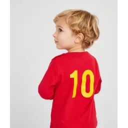 T-shirt bébé garçon en coton bio rouge thème football –  – Soldes