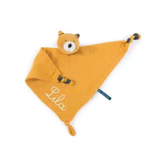 Doudou plat Lulu le chat Les Moustaches (personnalisable)