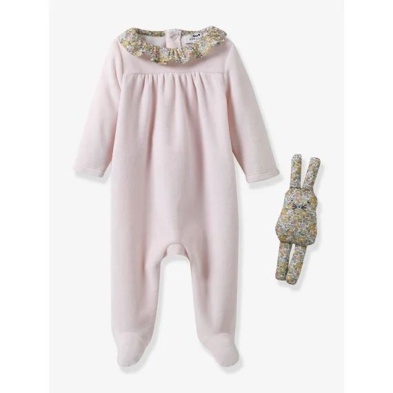 Dors-bien bébé en velours + doudou tissu Liberty CYRILLUS jaune